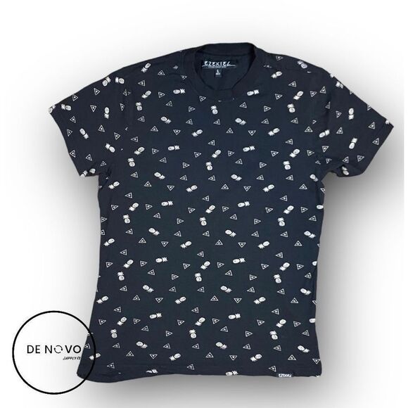 Ezekiel Men's Short Sleeves Crew Neck Printed Size Large Navy - Picture 1 of 7